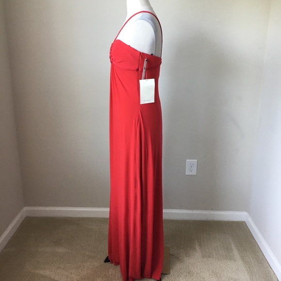 Matte jersey red maxi halter cord detail dress - Picture 2 of 8